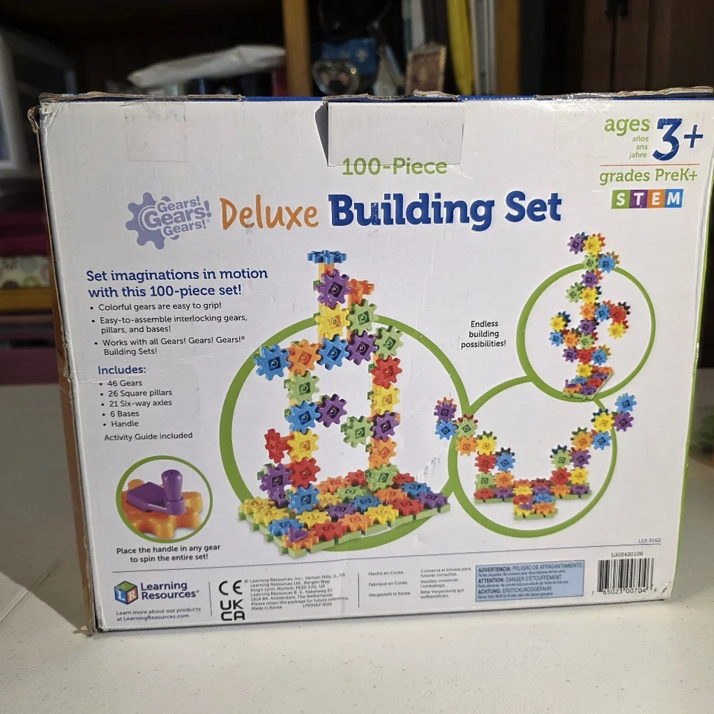 Learning Resources Deluxe Building Set - 100-Piece Gear Toy NEW In The Box STEM